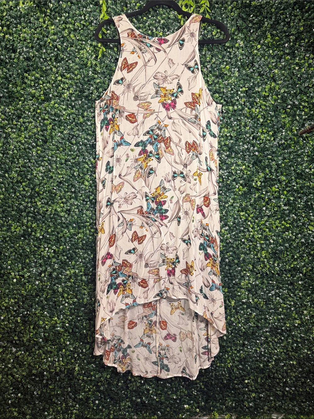 Floral Butterfly High-Low Sundress - Cream